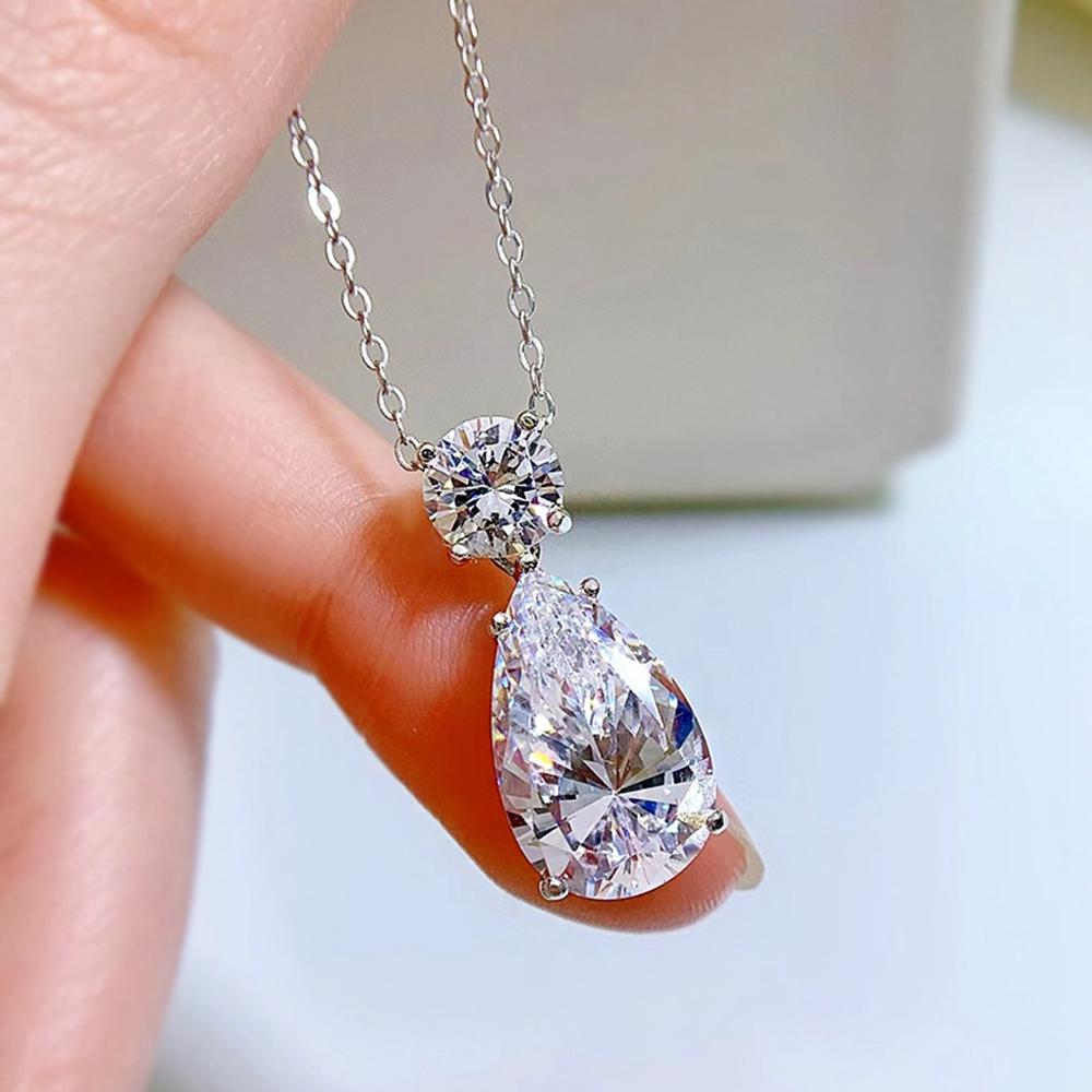 Crystal Whisper Teardrop Diamond Pendant