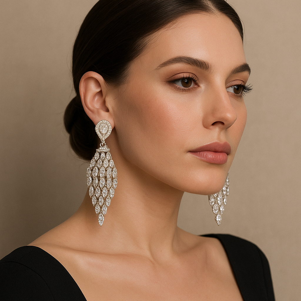 Mesh Sparkle Diamond Earrings