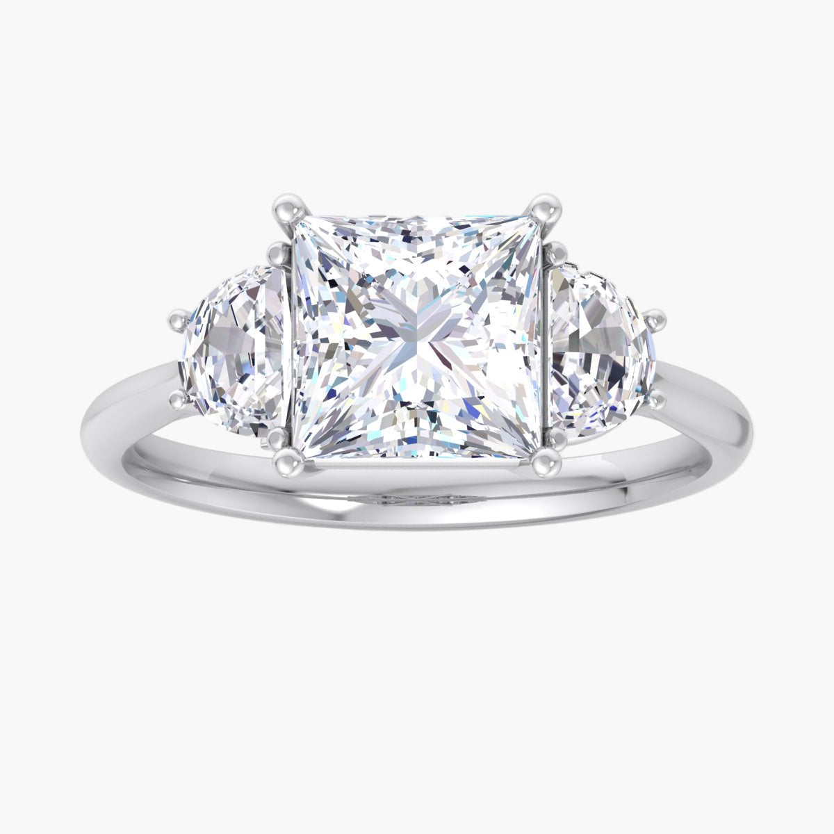 Sculpted Band & Half Moon Diamond Ring