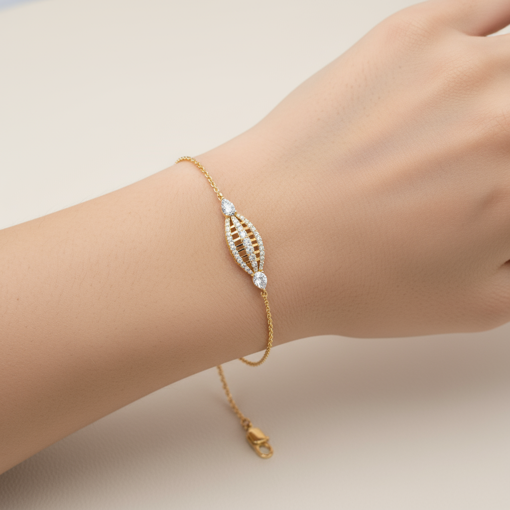 Female model wearing diamond bracelet