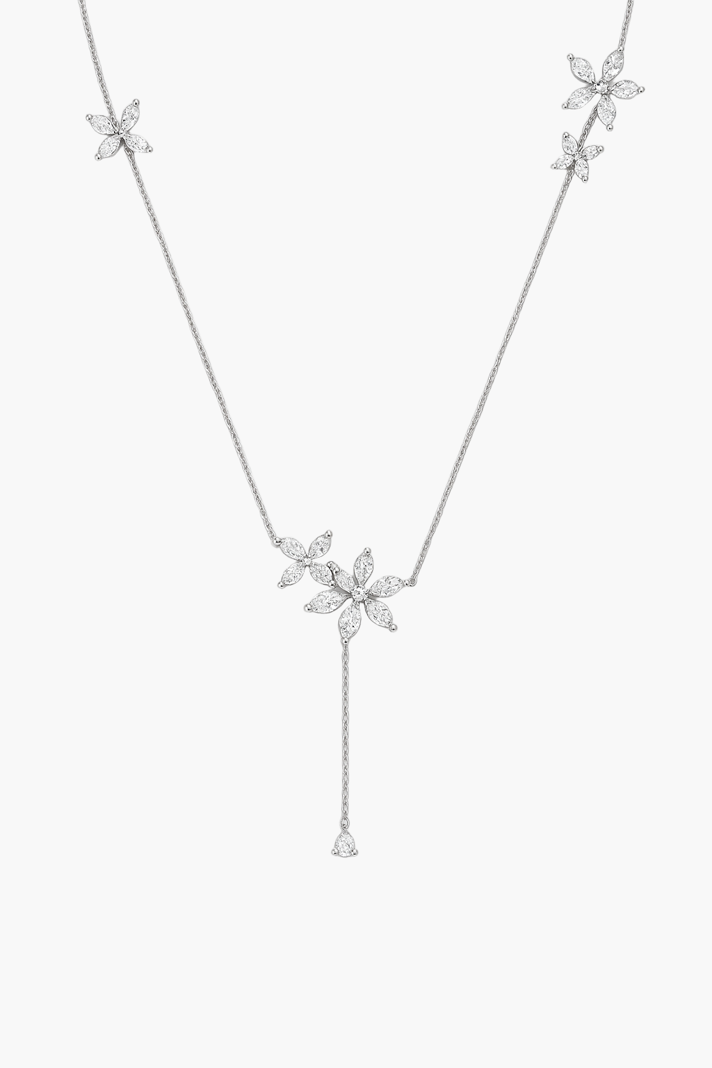Stylized Flower Diamond Necklace