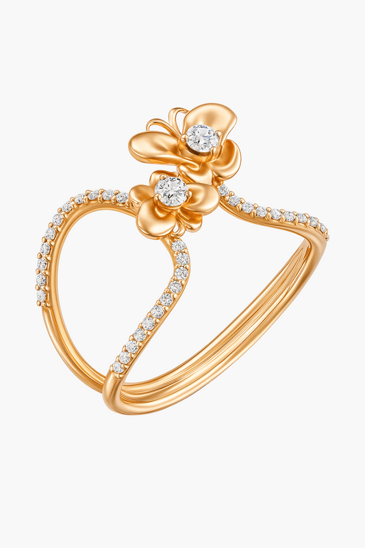 Dual Floral Festive Diamond Ring