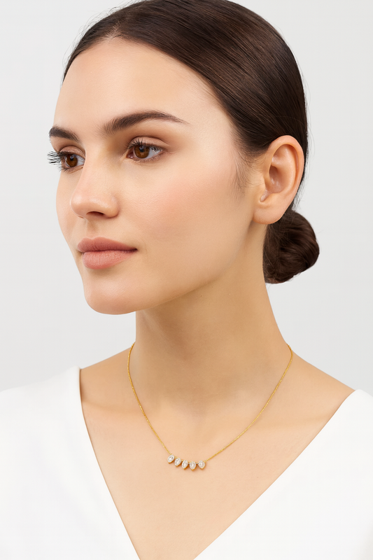 Teardrop Quintet Diamond Necklace