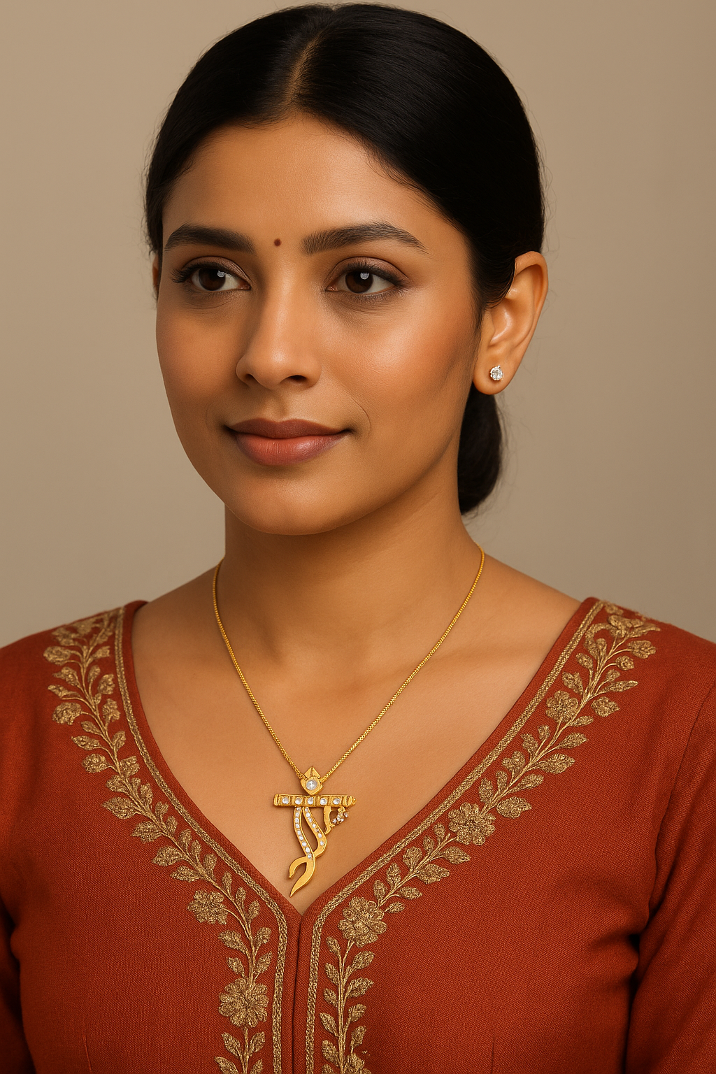 Krishna's Flute Diamond Pendant