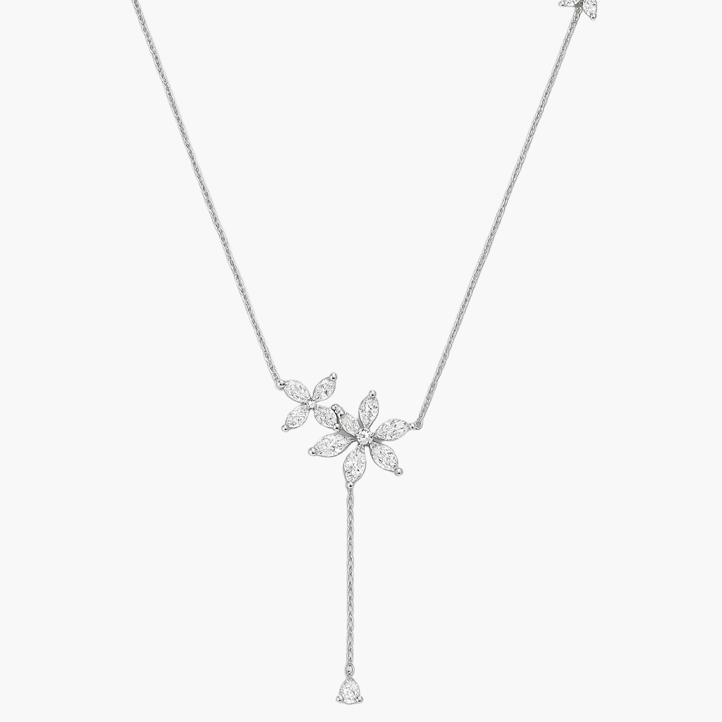 Stylized Flower Diamond Necklace