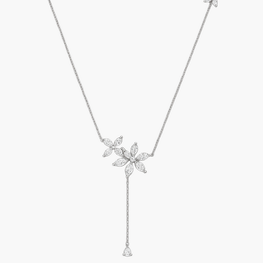 Stylized Flower Diamond Necklace