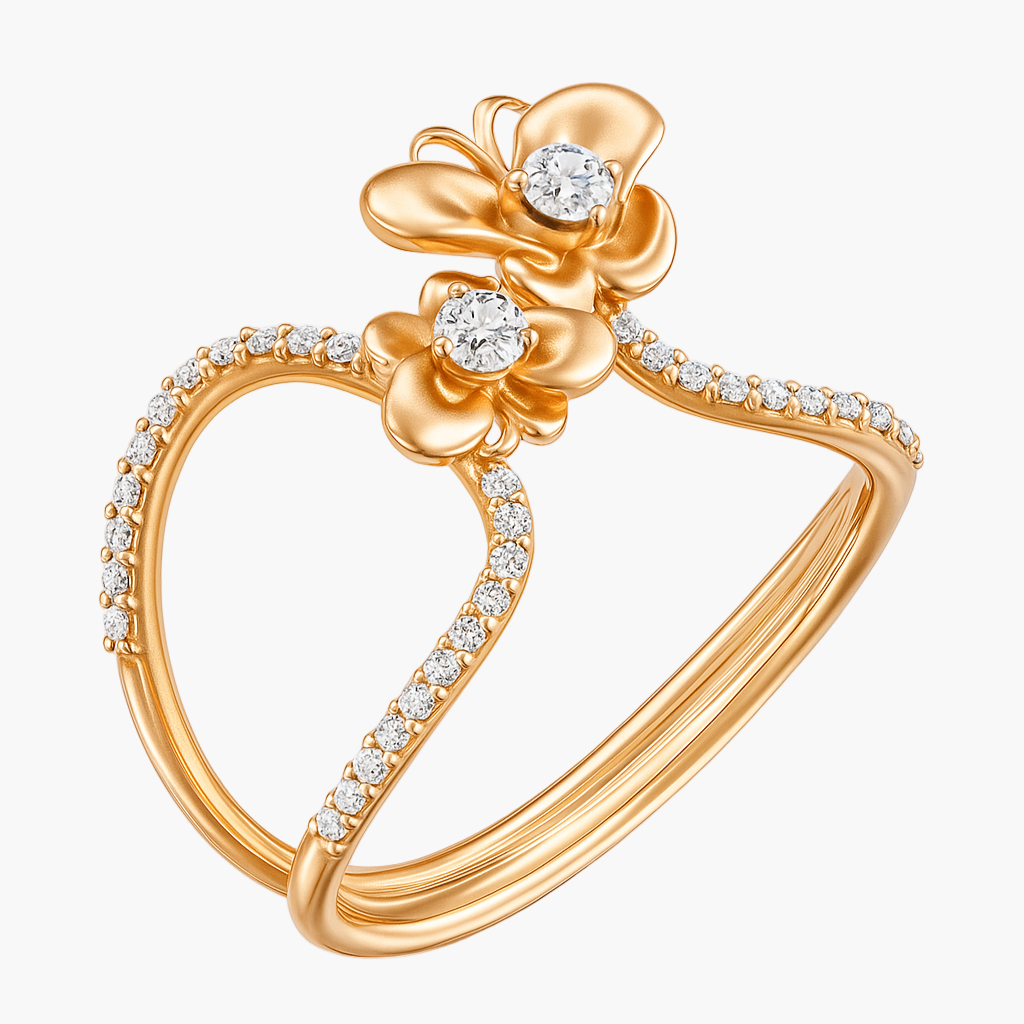 Dual Floral Festive Diamond Ring