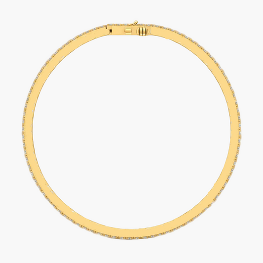 Gold bracelet with diamonds on a white background