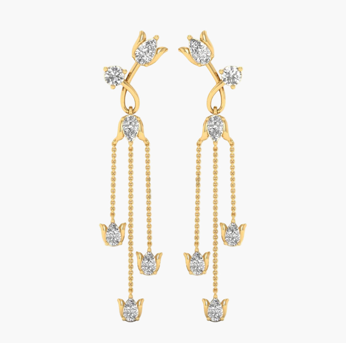 Lotus Teardrop Diamond Earring