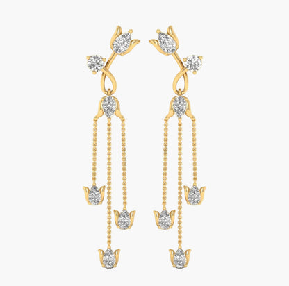 Lotus Teardrop Diamond Earring