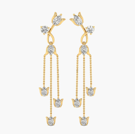 Lotus Teardrop Diamond Earring