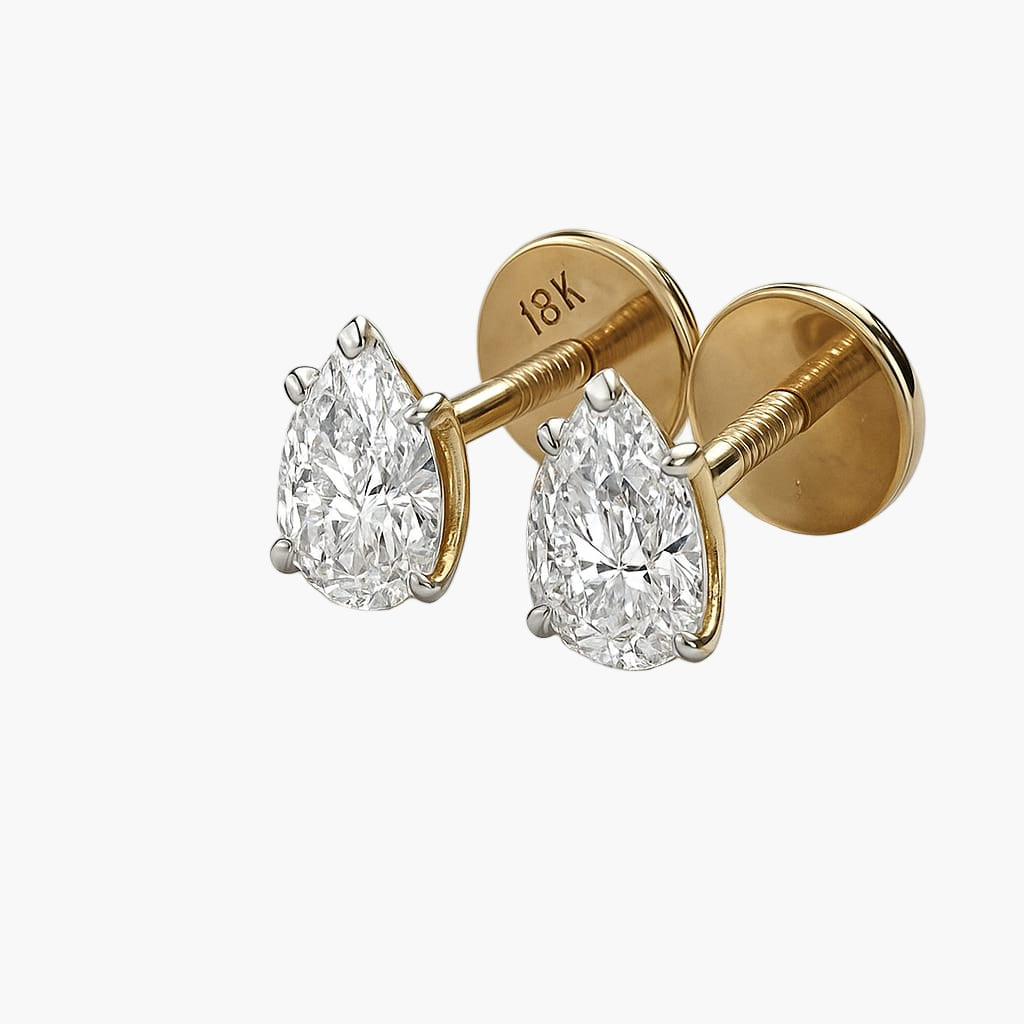 Solitaire Round Shaped Diamond Earring