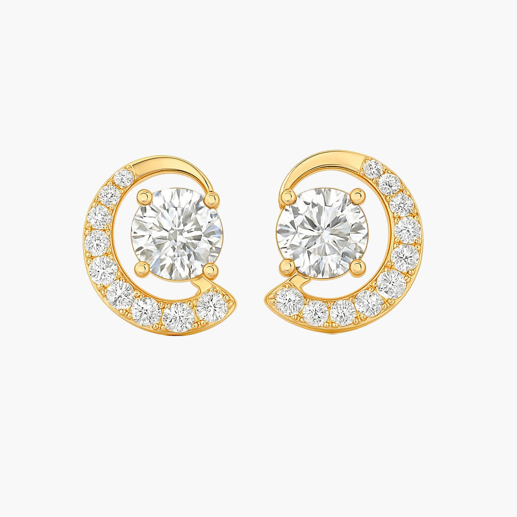 Half Protector Moon Diamond Earrings
