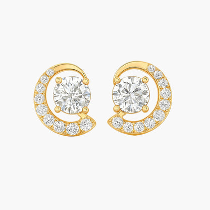 Half Protector Moon Diamond Earrings
