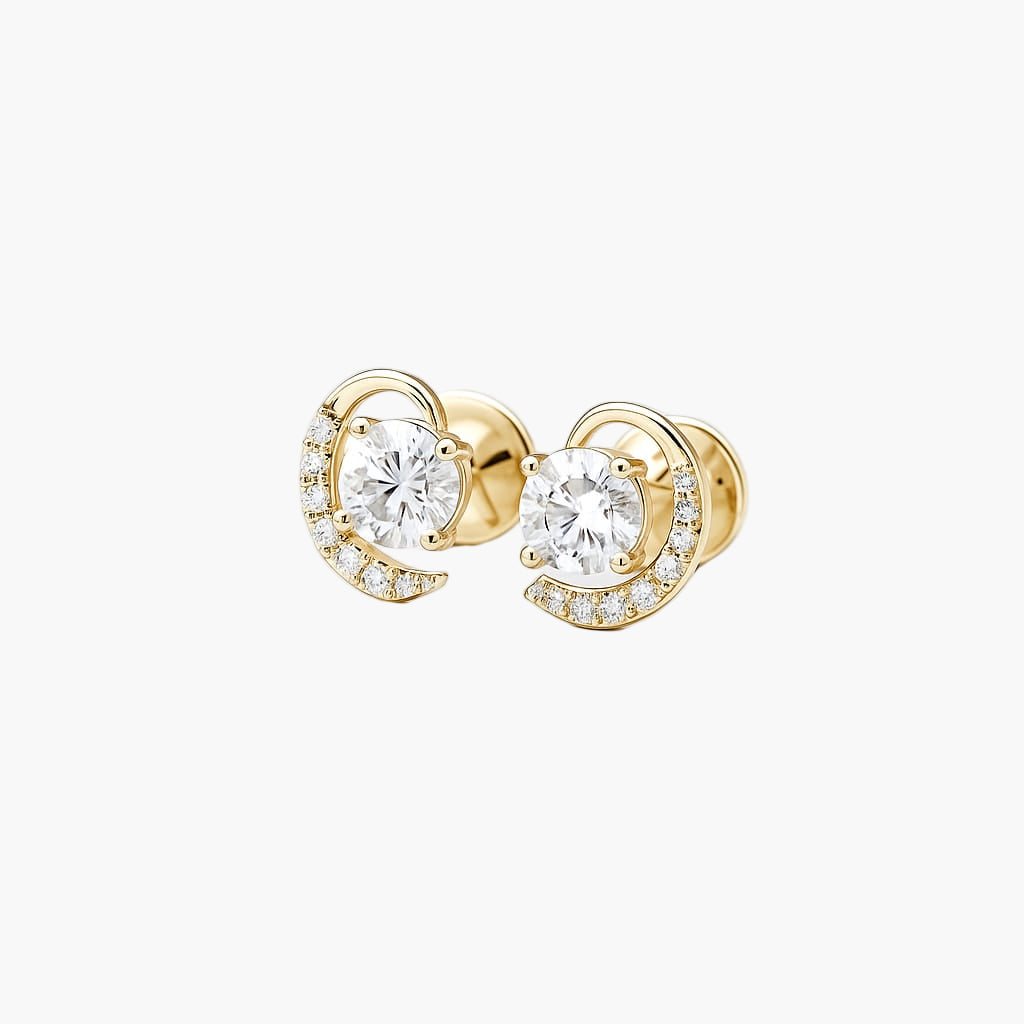 Half Protector Moon Diamond Earrings