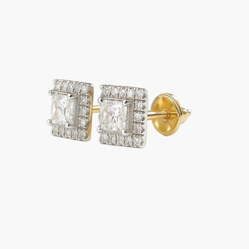Square Halo Redefined Diamond Earrings