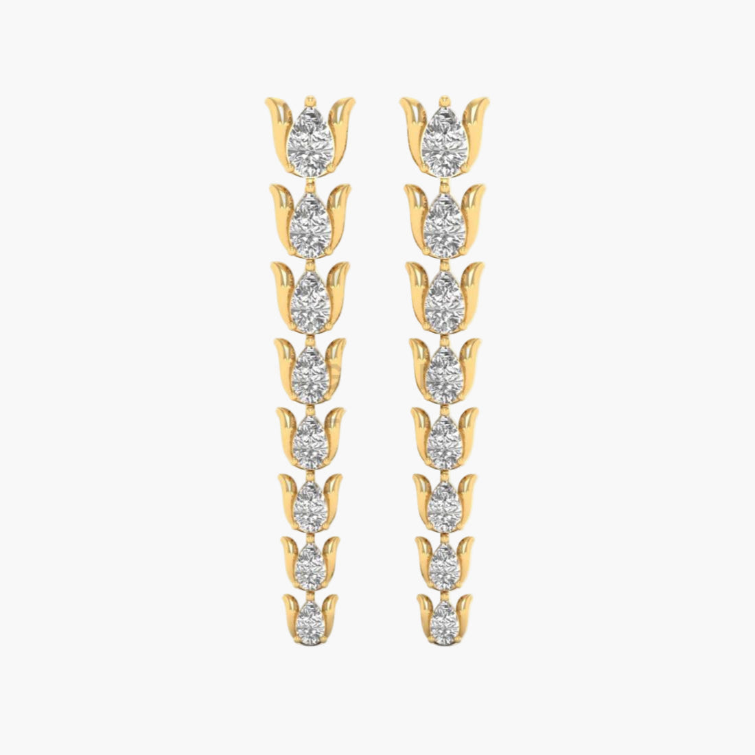 Lotus Hoop Pear Diamond Earring