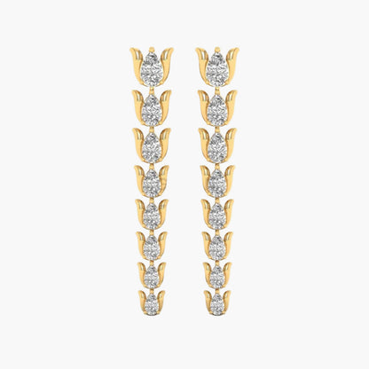 Lotus Hoop Pear Diamond Earring