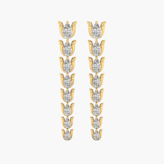 Lotus Hoop Pear Diamond Earring