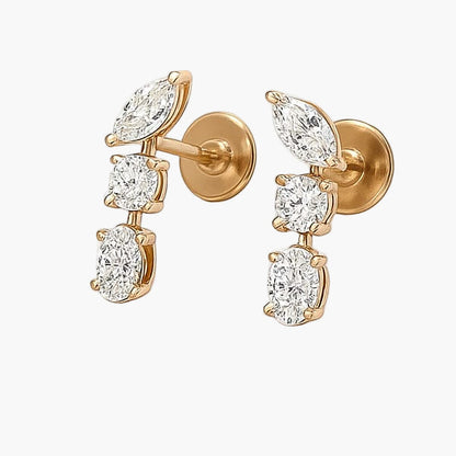 Pear-Round-Oval Drop Diamond Earrings
