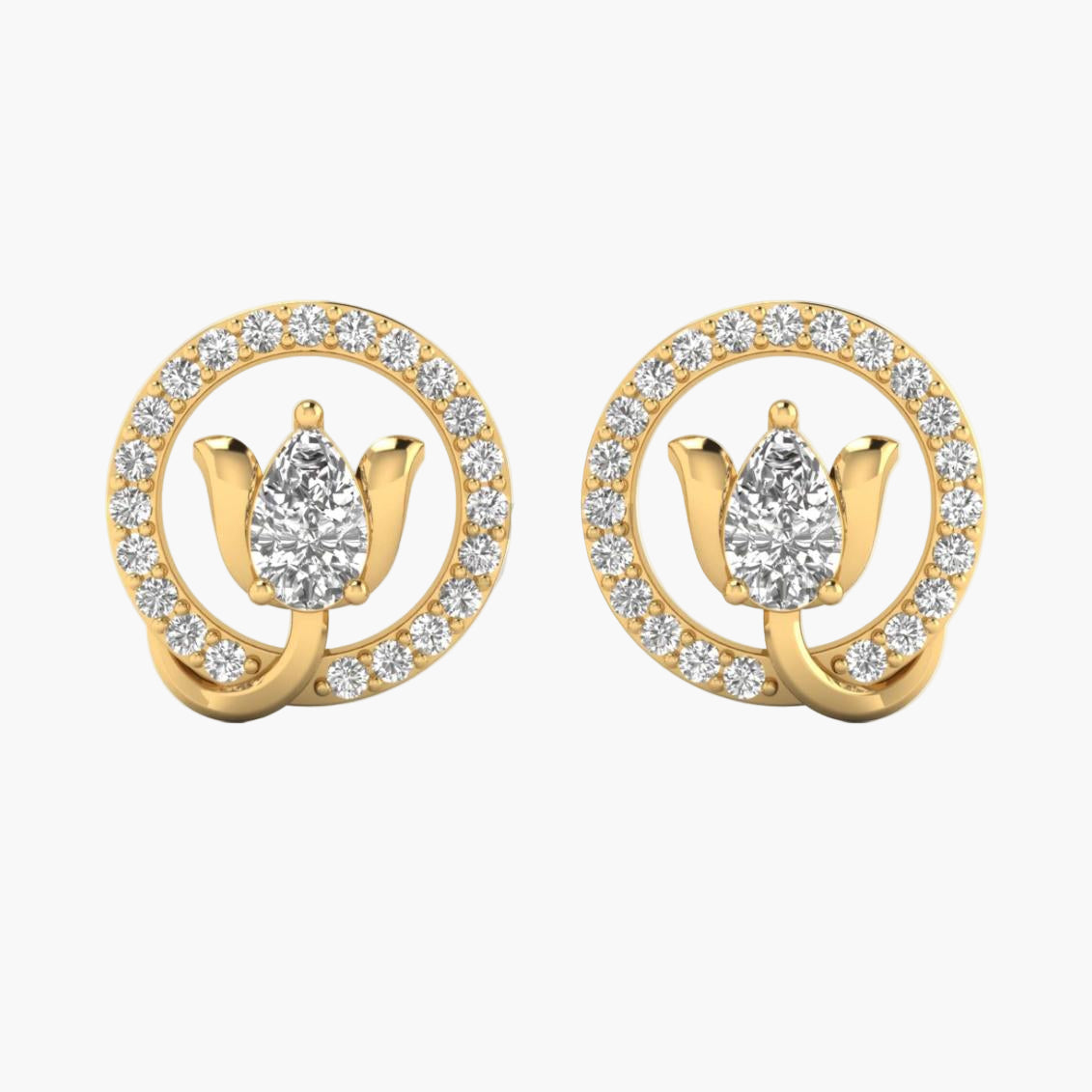 Lotus Halo Diamond Earrings