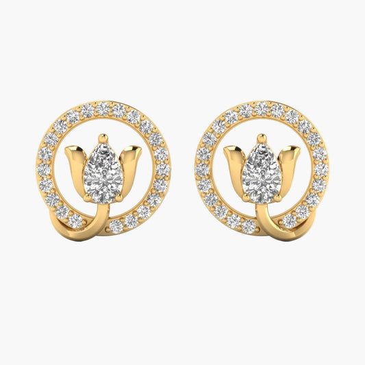 Lotus Halo Diamond Earrings