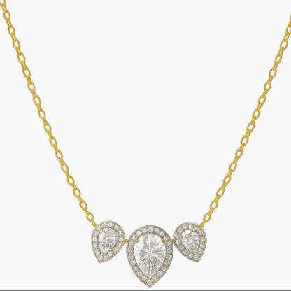 Three Pear Halo Diamond Necklace