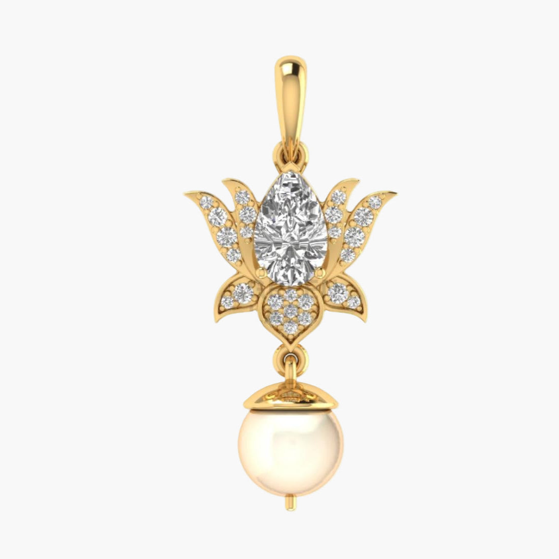 Crystal Lotus Diamond Pendant With Chain