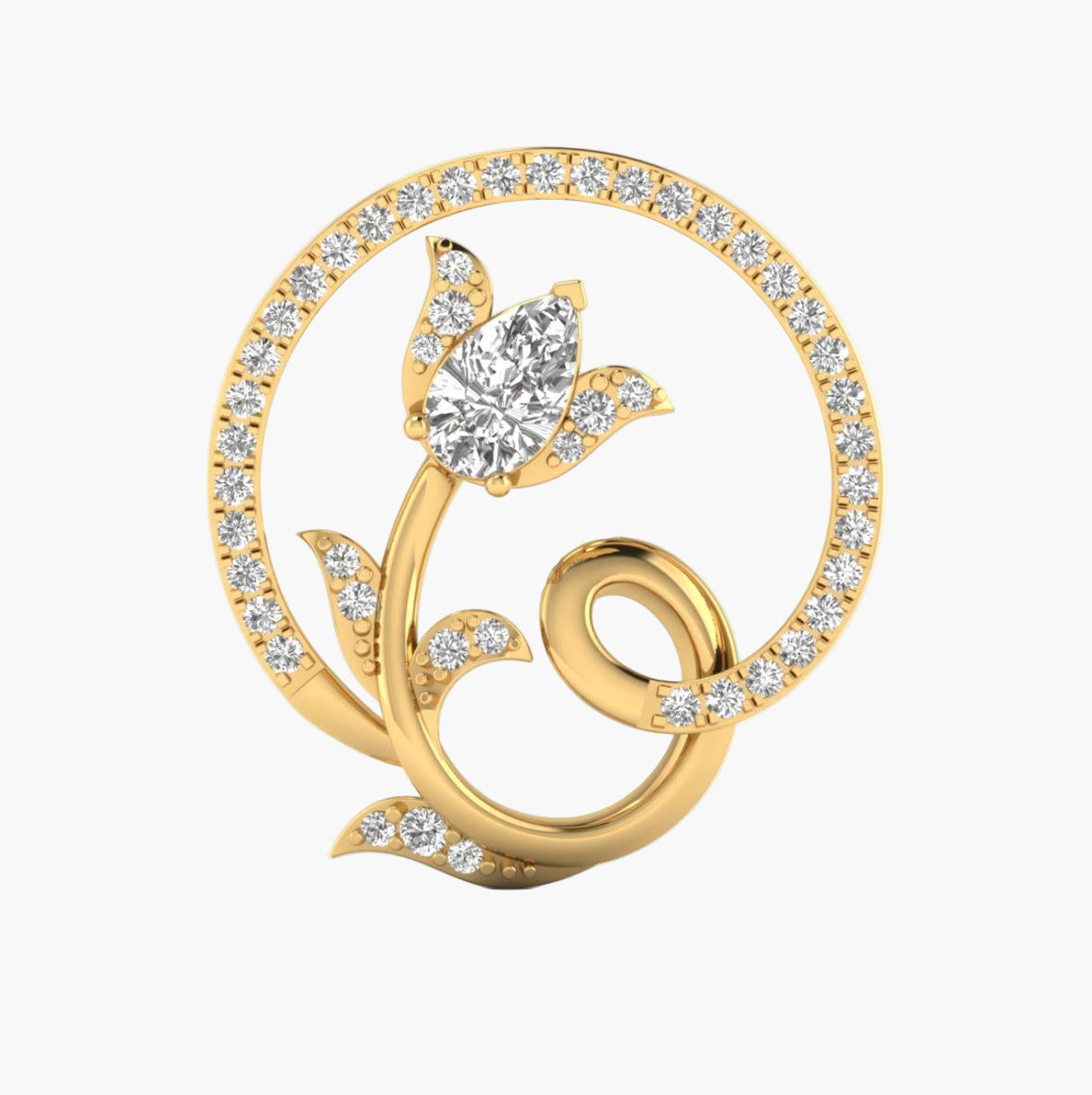 Blooming Lotus Diamond Pendant With Chain