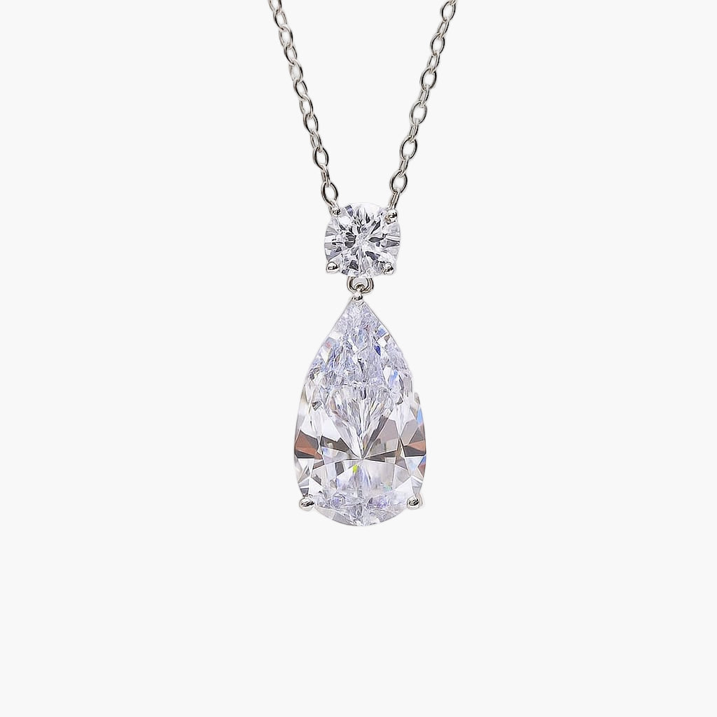 Crystal Whisper Teardrop Diamond Pendant