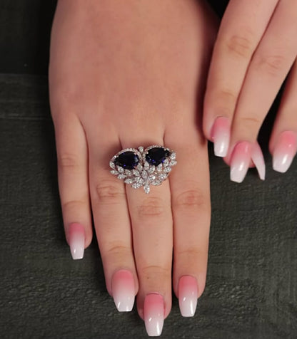 Cobalt Crown Diamond Ring