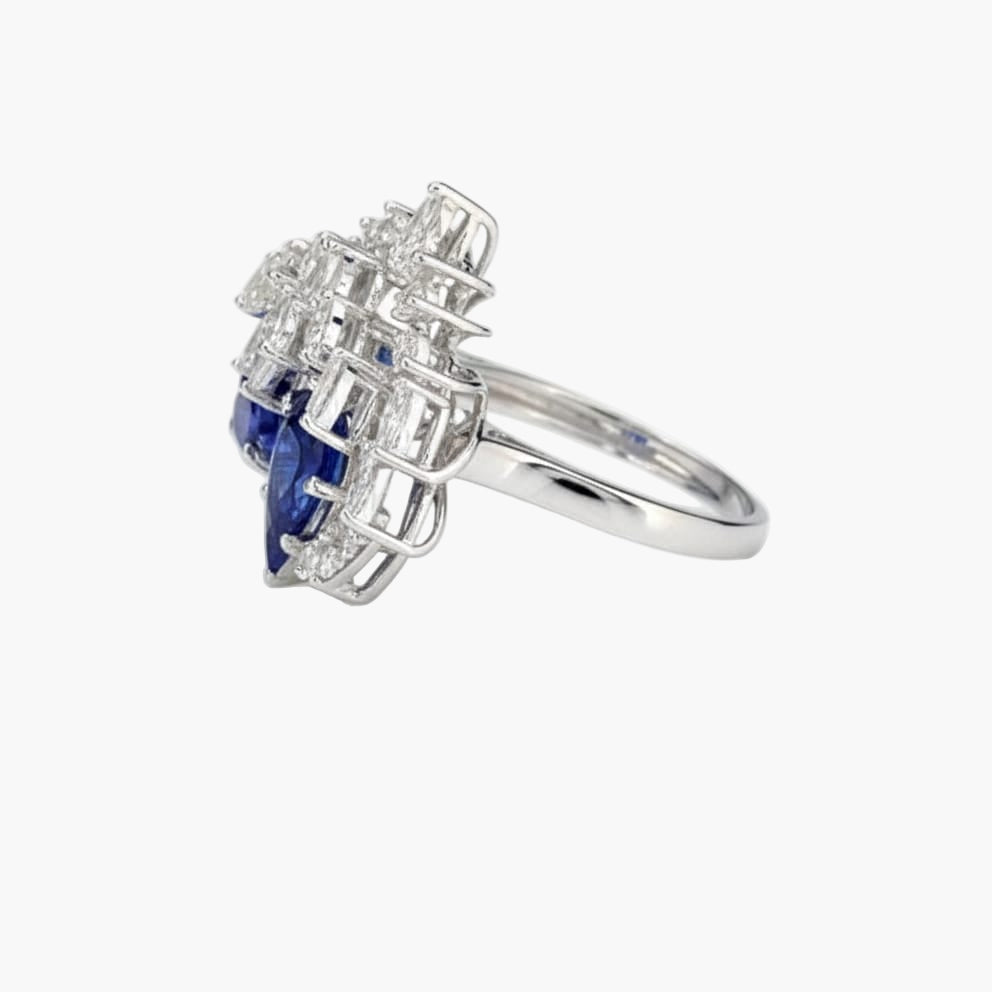 Cobalt Crown Diamond Ring