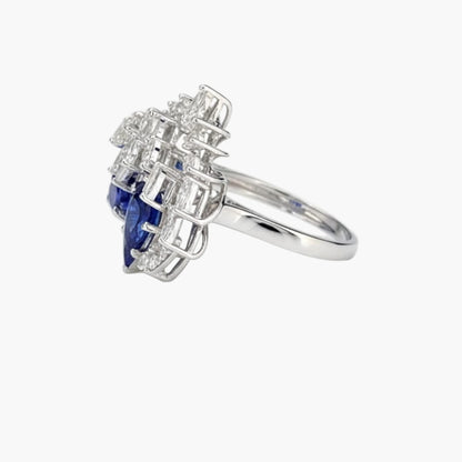 Cobalt Crown Diamond Ring
