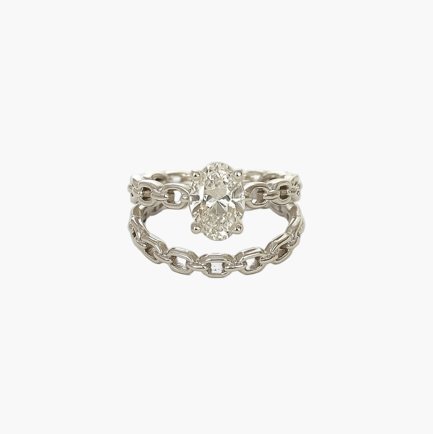 Stackable Oval Diamond Ring