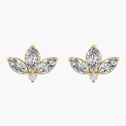 Triple Tulip Diamond Earrings