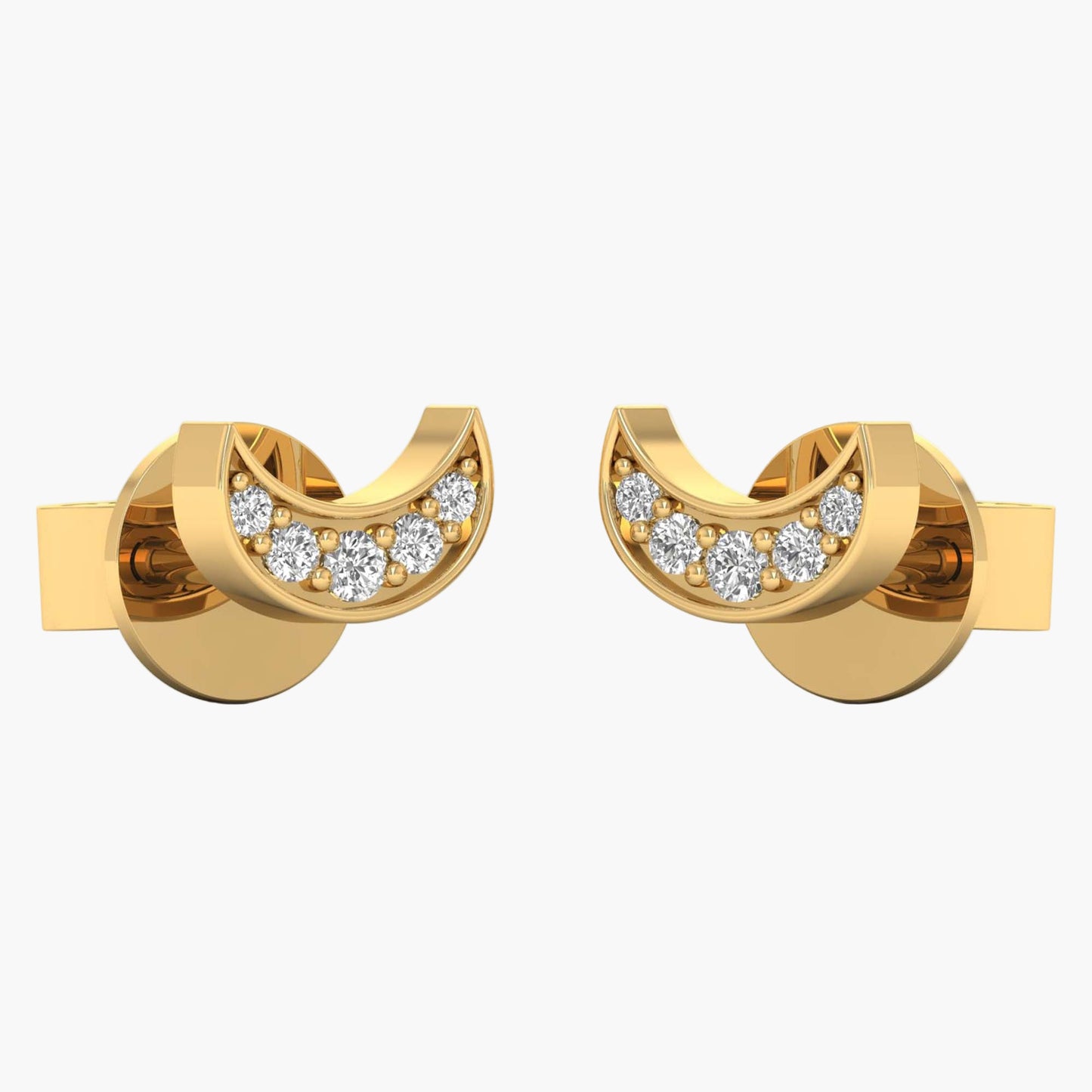Cresent Charm Diamond Earrings