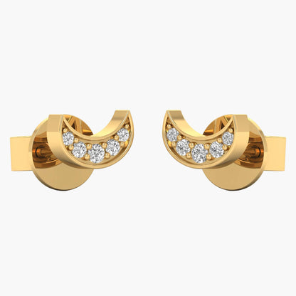 Cresent Charm Diamond Earrings