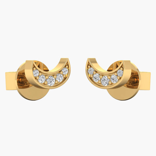 Cresent Charm Diamond Earrings