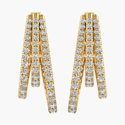 Multi Layered Hoops Diamond Earrings