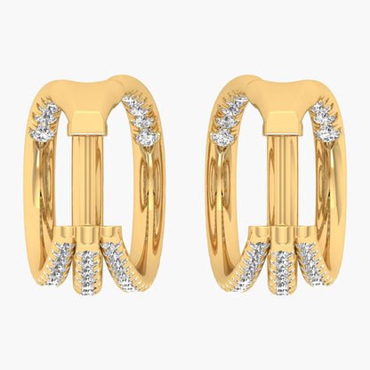 Multi Layered Hoops Diamond Earrings
