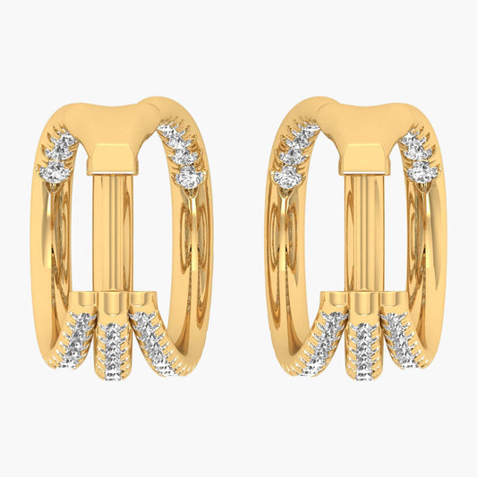Multi Layered Hoops Diamond Earrings