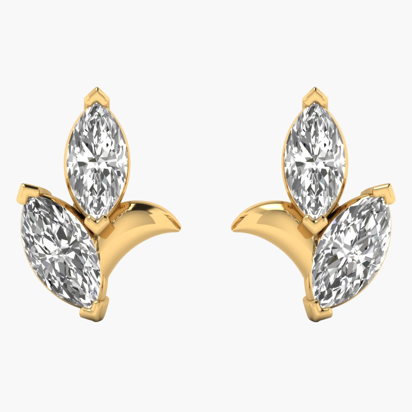 Half Flower Diamond Earrings