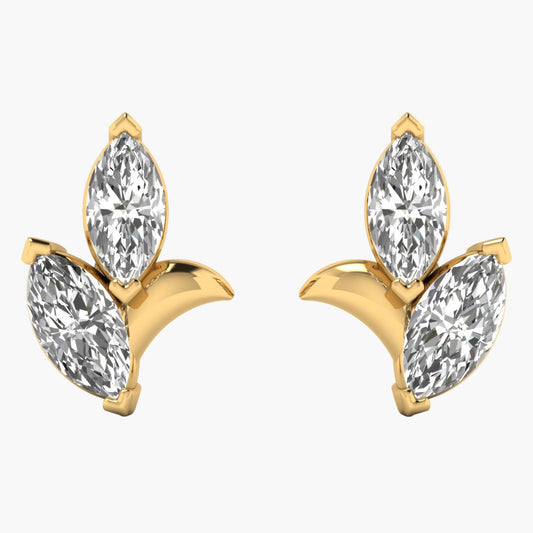 Half Flower Diamond Earrings