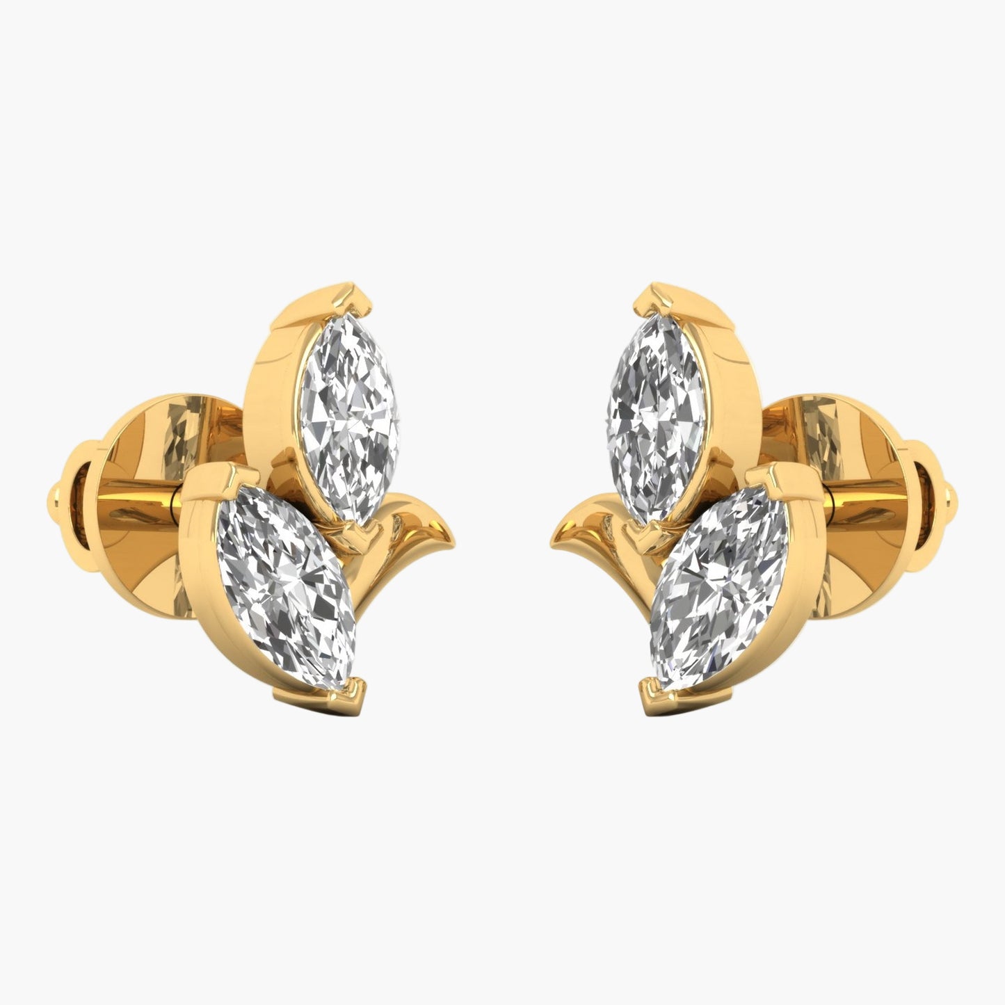Half Flower Diamond Earrings