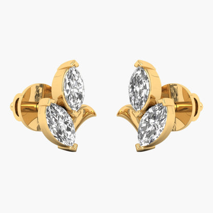 Half Flower Diamond Earrings