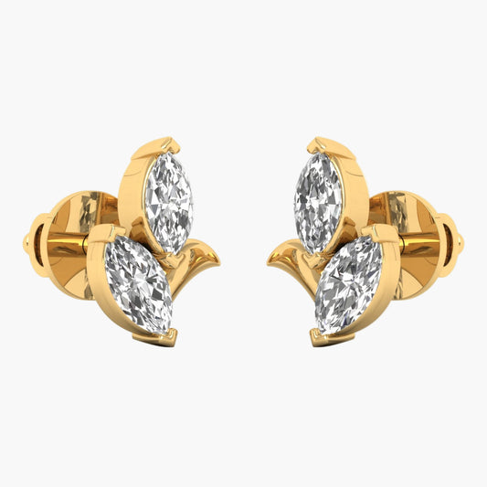 Half Flower Diamond Earrings