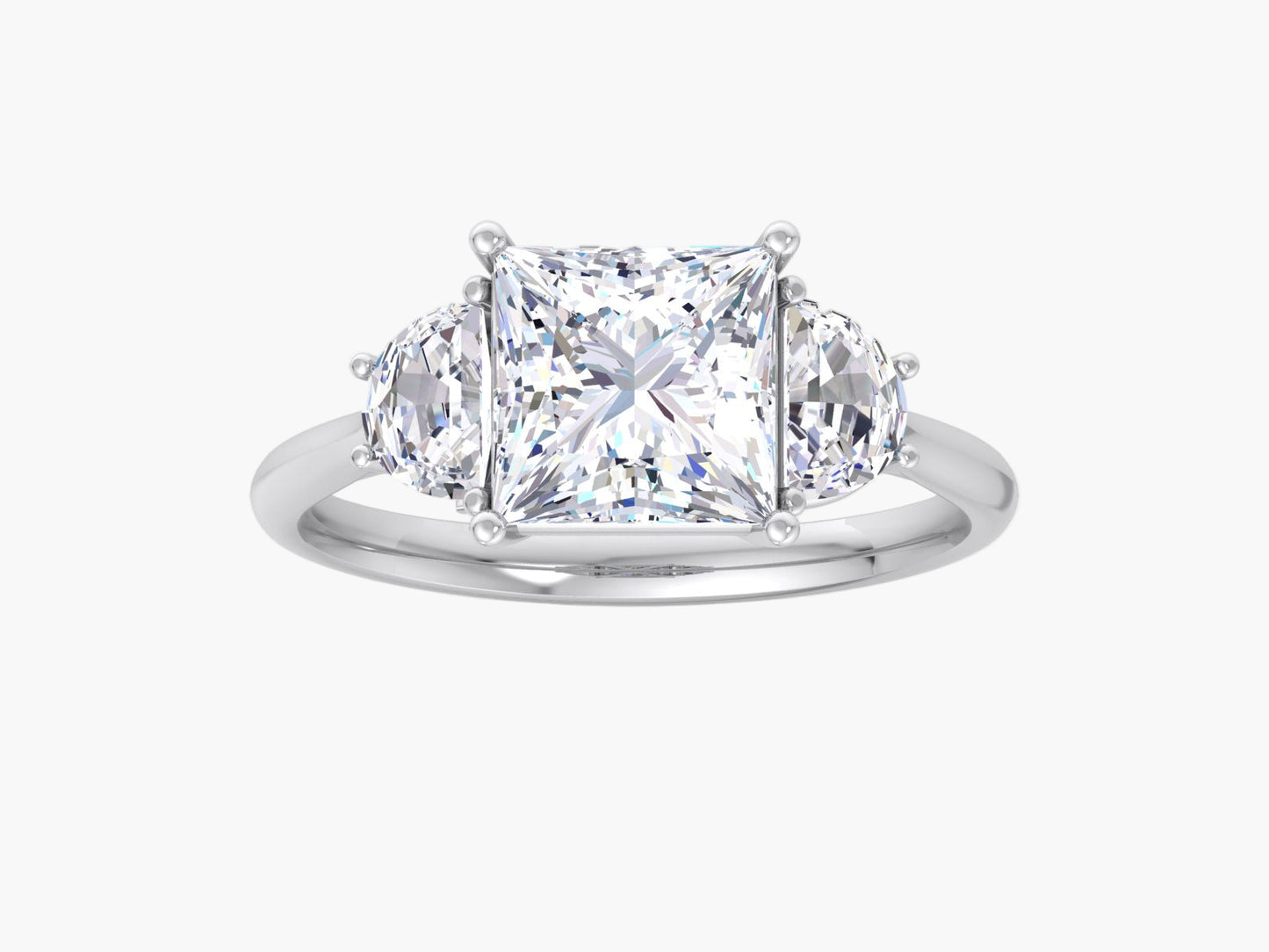 Sculpted Band & Half Moon Diamond Ring