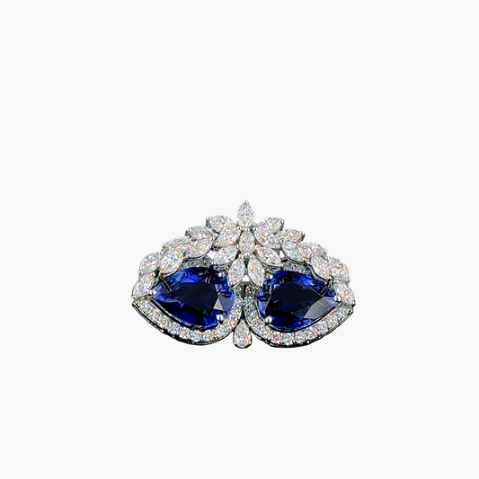 Cobalt Crown Diamond Ring