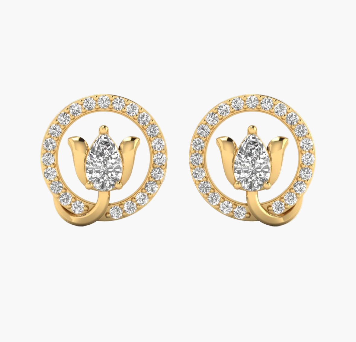 Lotus Halo Diamond Earrings