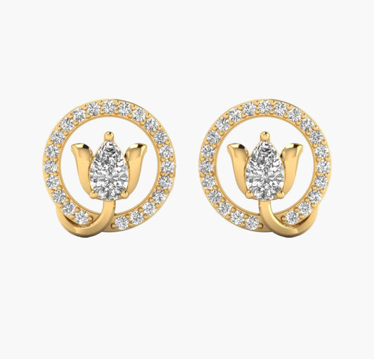 Lotus Halo Diamond Earrings
